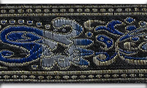 1 1/2" Silver Metallic Ombré Paisley Black Woven Ribbon