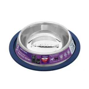 180ml Anti-Skid Stainless Steel Blue Pet Bowl - 15.5cm