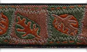 1" Rust & Laurel Autumn Leaves Woven Ribbon