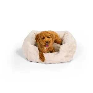 Calming Faux Fur Dog Bed Oyster Cream Small 20" x 15"
