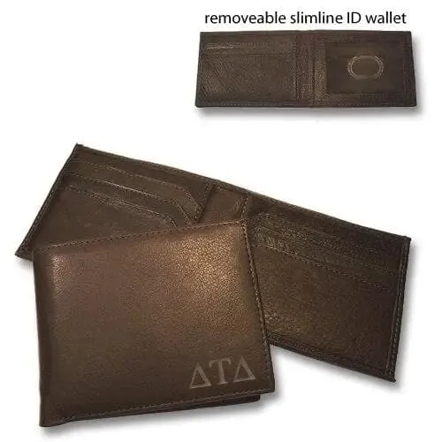 Delt Brown Bi-Fold Greek Letter Wallet