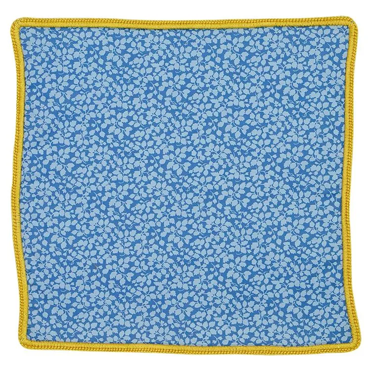 Floral Blu Maya with Mustard Yellow Signature Border