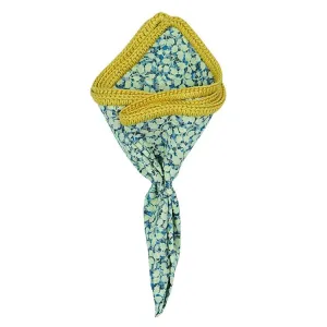 Floral Ceruleo with Mustard Yellow Signature Border