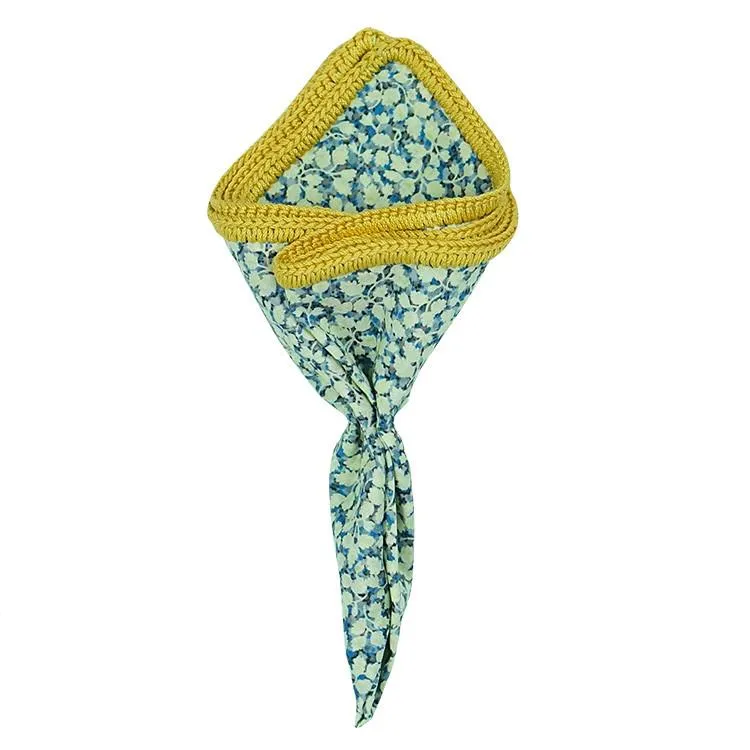 Floral Ceruleo with Mustard Yellow Signature Border
