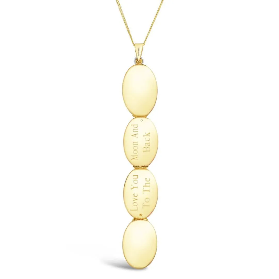 Four Photo Oval Butterfly Locket Gold   Photos