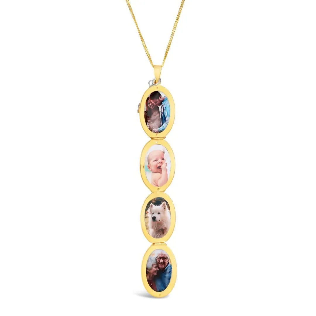 Four Photo Oval Butterfly Locket Gold   Photos