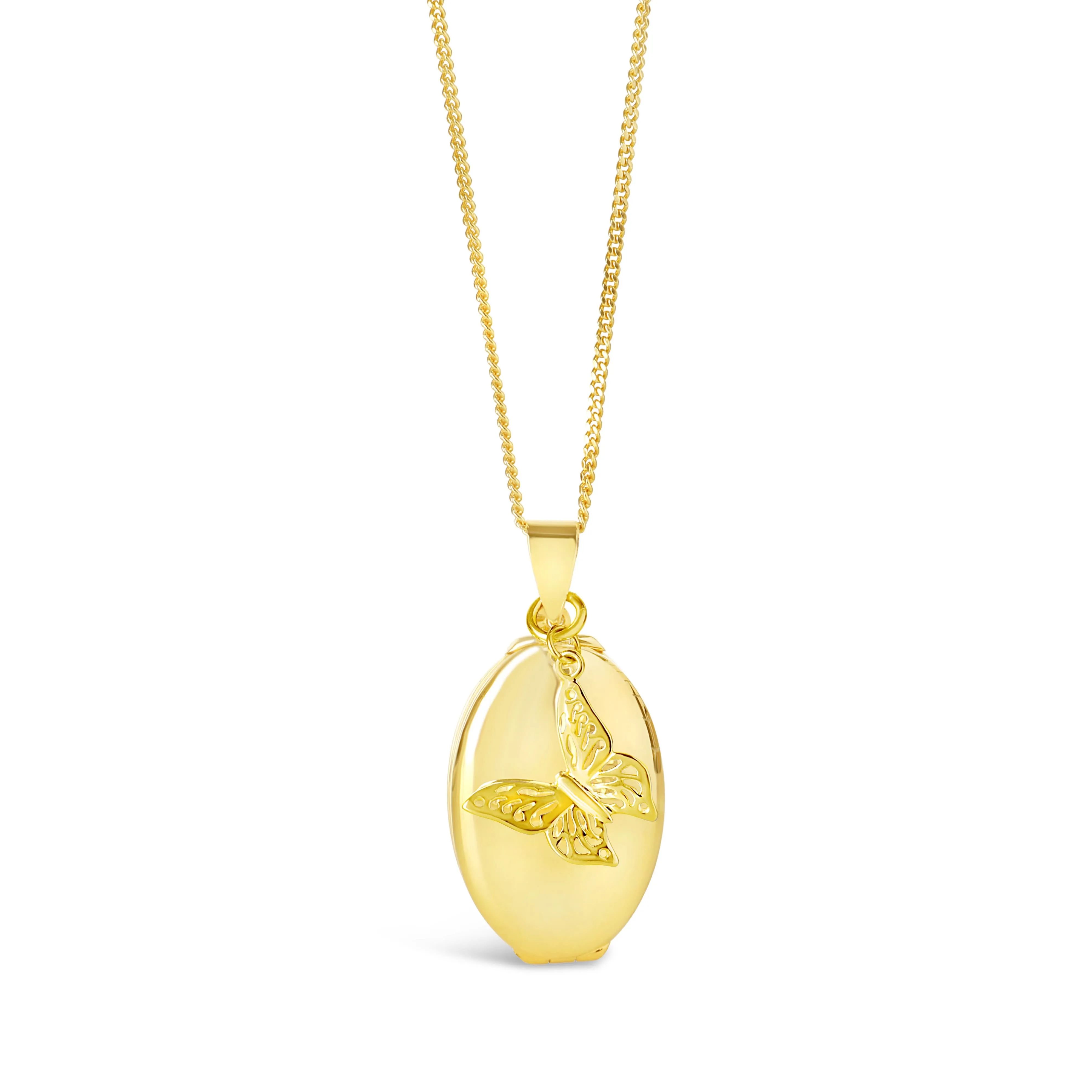 Four Photo Oval Butterfly Locket Gold   Photos