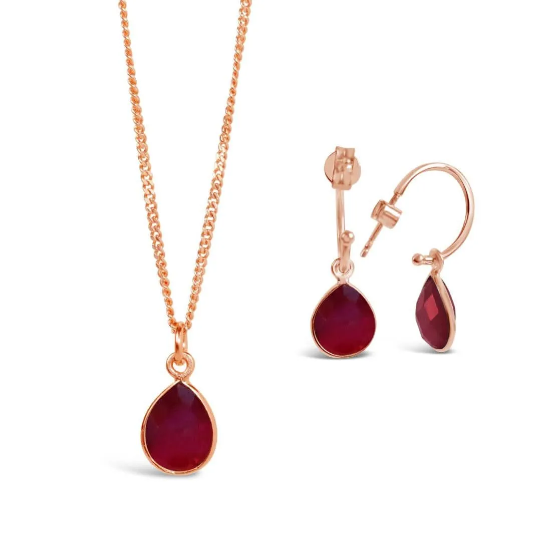 Garnet Charm Necklace | Rose Gold | January