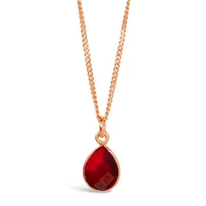 Garnet Charm Necklace | Rose Gold | January