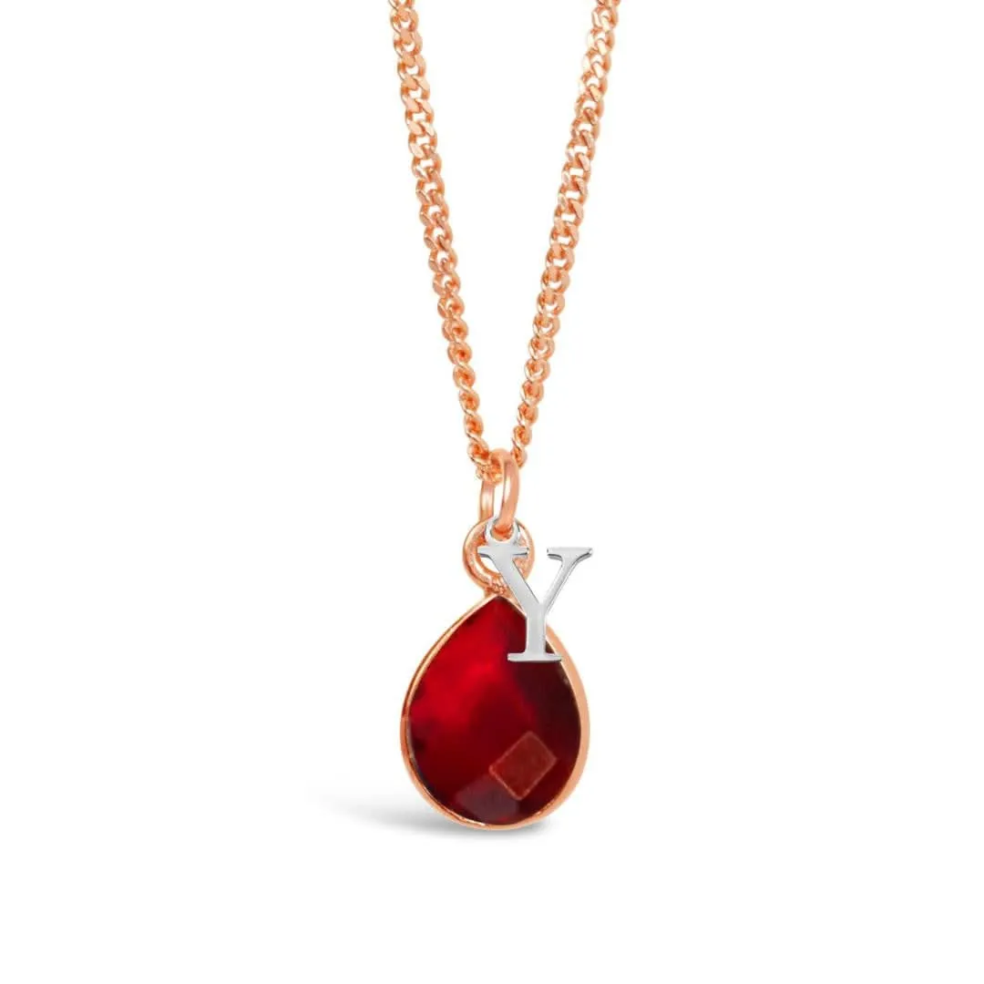Garnet Charm Necklace | Rose Gold | January