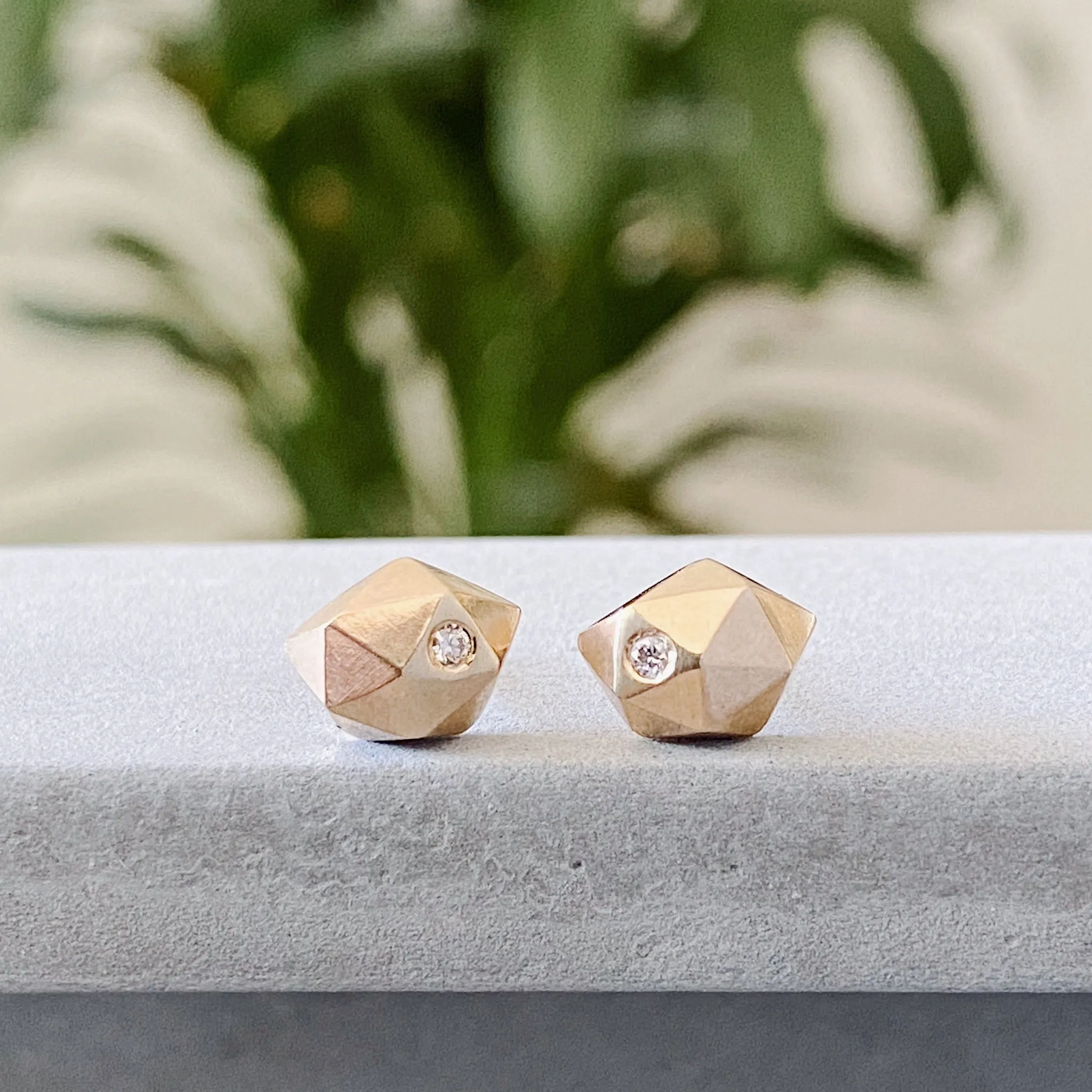 Gold and Diamond Tiny Fragment Earrings