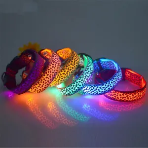 LED Nylon Dog Collar - Night Safety with Flashing Lights