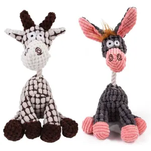 Lots of Fun Cute Pet Squeaky Toy Choices Here On This Listing!  Dog, Donkey & Much More!  All in one listing
Donkey Shape Corduroy Chew Toy For Dog Puppy Squeaker Squeaky Plush Bone Molar Dog Toy Pet Training Dog Accessories