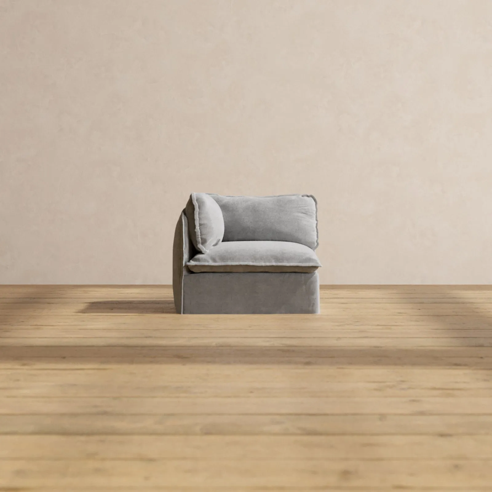 Modular Washable End Chair - Left in Ash | Deluxe  Seat | Cloud Pillow