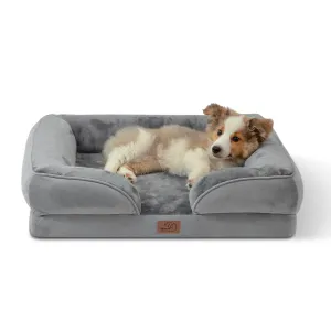 Orthopedic Dog Bed for Medium Dogs - Waterproof Dog Sofa Beds Medium, Supportive Foam Pet Couch Bed with Removable Washable Cover, Waterproof Lining and Nonskid Bottom, Grey, 28"x23"x6.5"