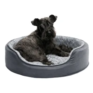 Oval Dog Bed - Two-Tone Faux Fur & Suede