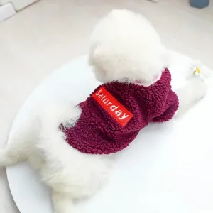 Pet Velvet Pullover: Keep Your Small and Medium Dogs Warm and Stylish in Autumn and Winter with a Thickened Purple Letter Embroidered Sweater