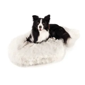 PupRug Faux Fur Curved Orthopedic Dog Bed - Polar White
