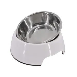 Stainless Steel Pet Bowl with Melamine Base