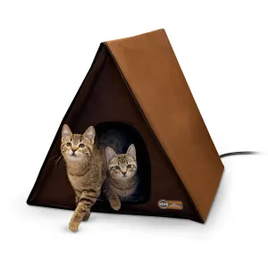 Waterproof Heated Outdoor Multi Kitty Cat House - Room for Up to 4 Cats - Multiple Kitty A-Frame - 35" x 20.5" x 20" - K&H Pet Products